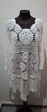 Italy Kleid Tunika Hängerchen Spitze Häckel Blogger weiss 34,36,38,40,42 K18❤️