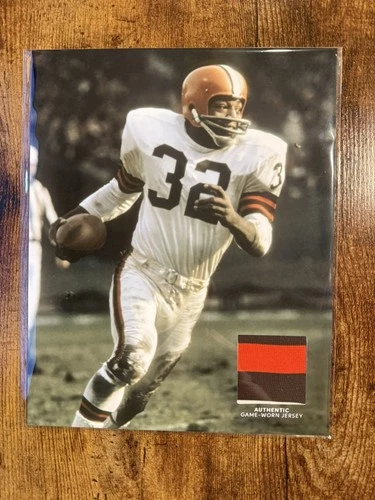Jim Brown Cleveland Browns 8x10 Game Used Worn Jersey Patch NFL HOF Photograph