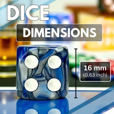 48 Pack of 16mm Marble Swirl D6 Dice 6 Sided Dice Set Round Corner Board Game...