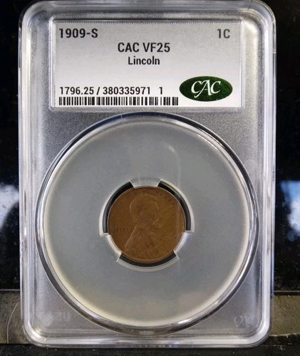 1909 S Lincoln Wheat Copper Cent 1C  VF 25 CAC