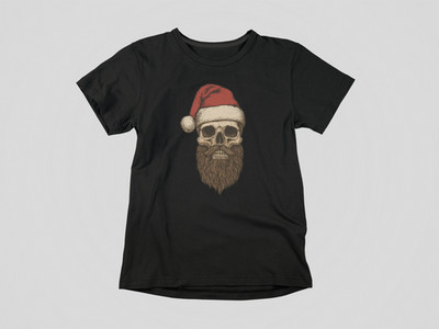 Metal Santa Skull Shirt | Bearded Skeleton Christmas Tee | Vintage Holiday Graph