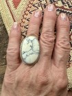 Vintage Navajo Howlite Ring And Pendent In Heavy 925 Sterling Silver Sz 5 Ring — photo 5