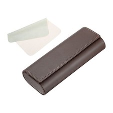 Hard Shell Eyeglasses Case with Eyeglass Cloth, Retro Design Dark Brown