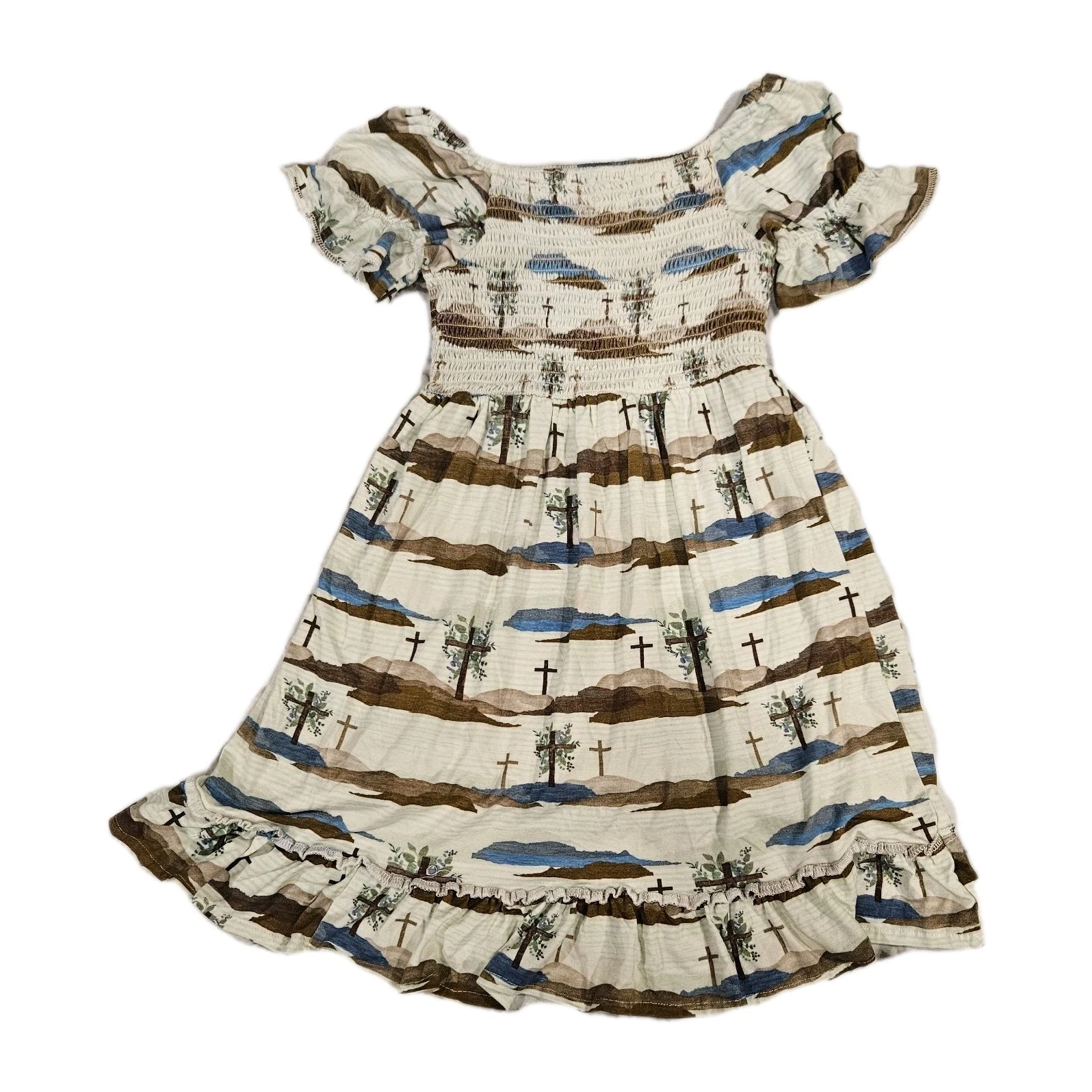 Tiny Revival Co Three Crosses Dress He Is Risen Christian Easter Girls 9/10
Opens in a new window or