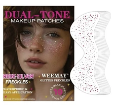 10 Pcs Rose-Silver Laser Glitter Freckles, Rose and Silver Glitter Freckles Face