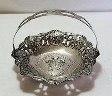 Antique or Vintage Silverplate Brides Basket with Handle Very Ornate