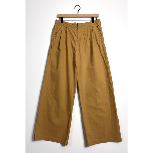 ANTHROPOLOGIE Plisseehose weites Bein khaki Hose Schnalle Taille Größe 2