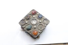 Vintage Silver Jewelry Box With Stones Brass Square Small Egyptian Handmade Rare