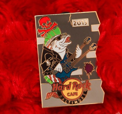 Punk Rocker Fish Hard Rock Cafe Pin Baltimore PUNK FISH Rocker mohawk skull cross bone ...