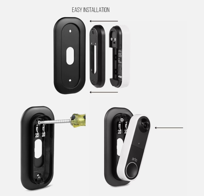 Wasserstein Wall Plate Compatible with Arlo Essential Wire-Free Video Doorbell