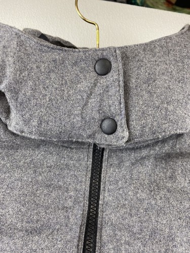 Gap Woman S Puffer Grey Wool Alt Down Hooded Jacket Coat Zippered Pockets - Picture 4 of 14