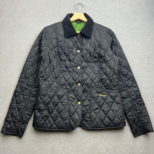 BARBOUR Damen Steppjacke UK 10 schwarz Liddesdale Druckknopf Länder