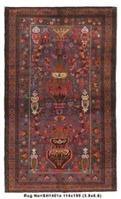 Tribal Vase Handmade Wool Rug 4x7' # SH1401