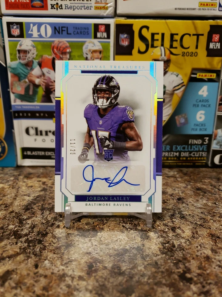 🔥JORDAN LASLEY RARE NATIONAL TREASURES RC HOLO AUTO /25 UCLA RAVENS RAIDERS🔥 - Image 2 of 3