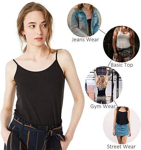 Womens Camisole with Shelf Bra Undershirts Adjustable Strap Cami Tank Top - Picture 9 of 25