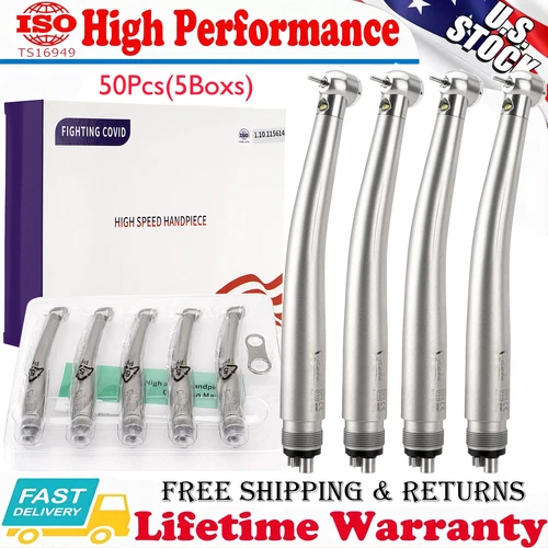 50Pcs eLabPal Dental LED E-generator High Speed Handpiece Push Button 4Holes