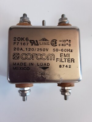 Corcom F7167 EMI Filter 20K6 20A 120/250V~ 50-60 Hz