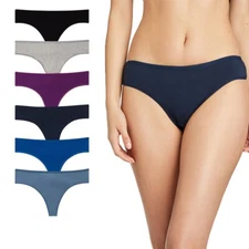 6 Lot Womens Cotton Thongs Seamless Yoga Underwear Dark Solid colors Panties S