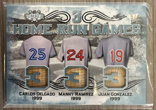2021 Leaf Lumber 3 HR Games Delgado Manny Ramirez Juan Gonzalez GU Bat 5/6