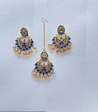 Indian Bollywood  Style Maang Tikka & Earring Set  For Women/ Girls