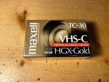 Maxell VHS-C TC-30 Tape 62 Min Premium High Grade HGX-Gold - NEW