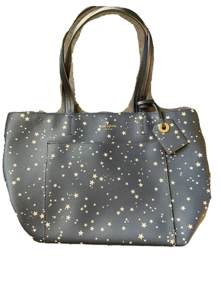 Kate Spade Star Leather Tote Bag Navy Blue White Kearny Grecia