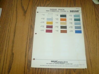 1980 Dodge Truck  Commercial NASON Color Chip Paint Sample - Vintage