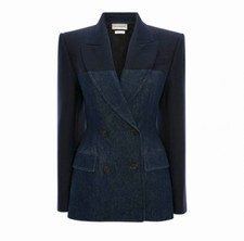 Alexander Mcqueen -blazer- Blue Denim Wool Panel Hybrid Jacket - It42 /uk10 /m