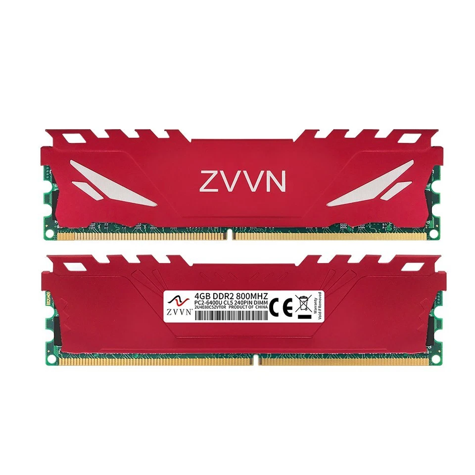 ZVVN 8GB 2x 4GB DDR2 800MHz PC2-6400U CL5 intel Desktop PC Gaming Memory RAM Red - Image 4 of 4