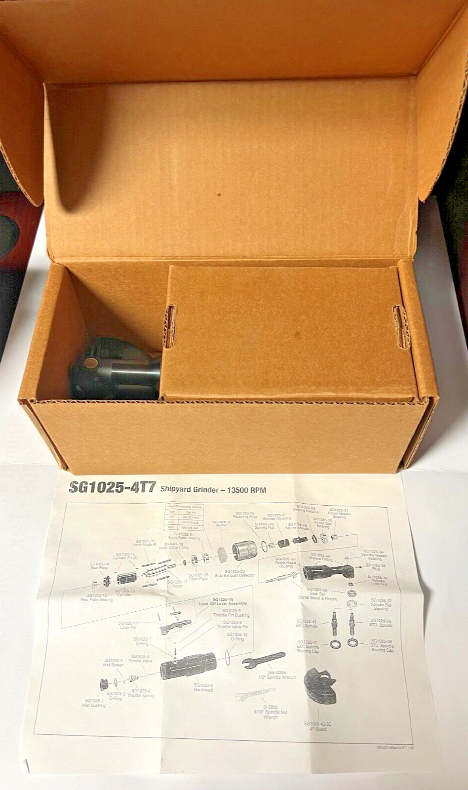 Michigan Pneumatic SG1025 Right Angle Grinder 4" Guard 13,500 RPM USA