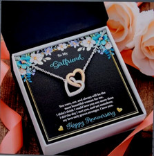 Interlocking Heart Necklace for Girlfriend   Anniversary Gift For Her