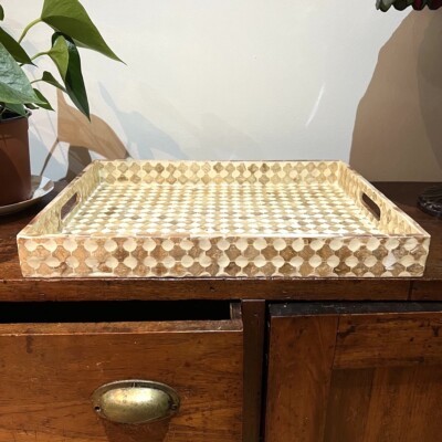 Schönes Gold Weiß Kreis Punkte Frühstück Tee Tablett Bett Schoß plattiert Servieren