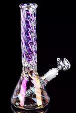 12" Thick Iridescent Beaker Heavy Glass Water Bong