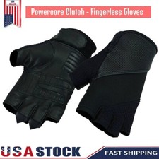 Genuine Motorcycle Biker Black Textile Gloves For Men Fingerles Vintage Gauntlet