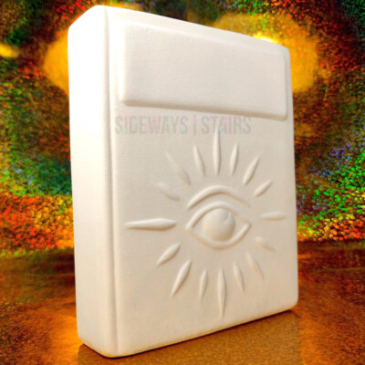 MYSTIC EYE CERAMIC SPELL BOOK all seeing unglazed Paint Me