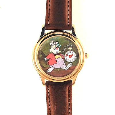 Disney Rare Alice In Wonderland White Rabbit Pocket Watch