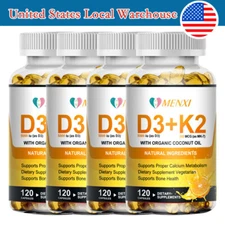 Vitamin D3 with K2 D3 5000IU and K2 200mcg High Strength 1-4* 120 Vegan Capsules
