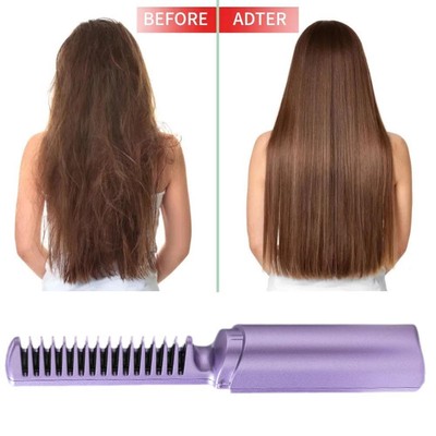 2 in 1 Wireless Hair Hot Comb Mini Usb Charging Straightener Heating2024 I8G0