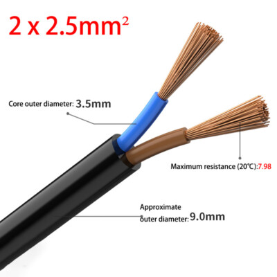 0.5mm² - 6mm² Flex Wire Copper 2/3/4/6-Core Electrical Cable PVC Insulation