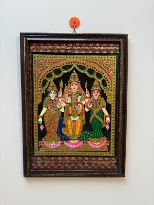 Tanjore Lackieren Lord Murugan Swamy Valli Devanai Foto Wandkunst Rahmen