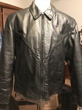 Unik Womens Black Leather Sexy Fitting Motorcycle Biker Jacket Size Xl
