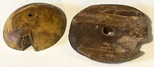 Eskimo artifact Sinew Spinner And Box Lid 2 Pc Lot