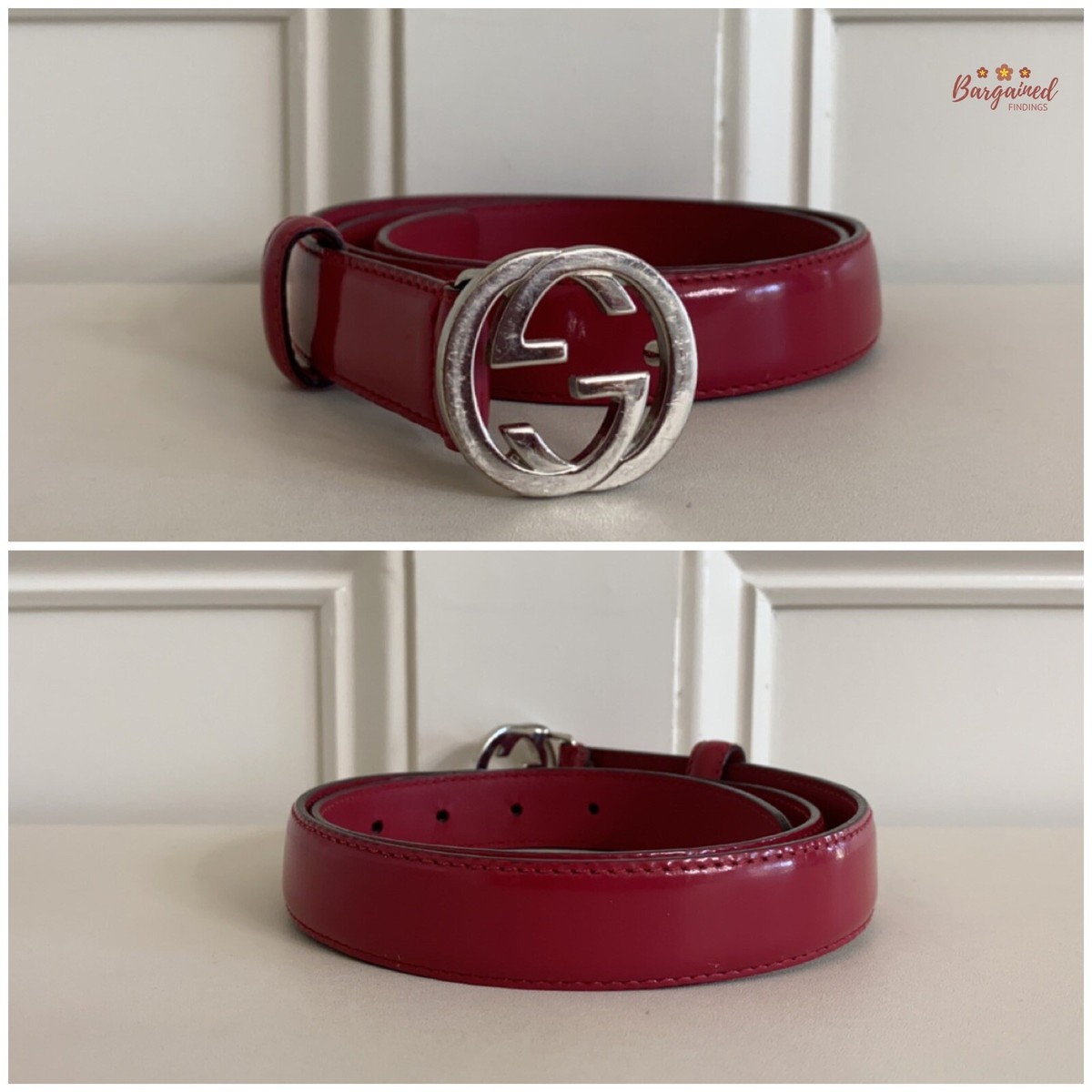 Authentic Gucci Red Calfskin Leather Silver Interlocking G Authentic Gucci Red Calfskin Leather Silver Interlocking G
