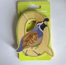 Everearth Bamboo Self Adhesive stick on Wooden Animal Alphabet Letter Q Quail