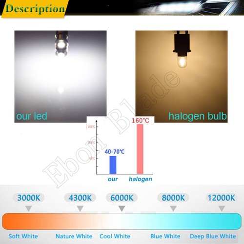 10X H6W BAX9S 5 LED 260LM Indicator Side Light Bulb DRL Interior Bulbs 12V White - Picture 6 of 7