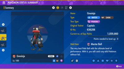 Pokemon Scarlet Violet Ultra Shiny 6IV Greninja HA Fast Trade - FREE Masterball