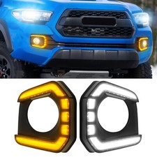 Led Fog Light Bezel Assemblies For 2016-2023 Toyota Tacoma Drl Amber Turn Signal