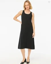New J Crew Factory Black Slip Dress Twill Tank Trap Midi Sz 4 6 Lyocell