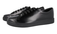 Luxus Prada Avenue Sneaker Schuhe Schwarz Leder Neu 8 42 42,5