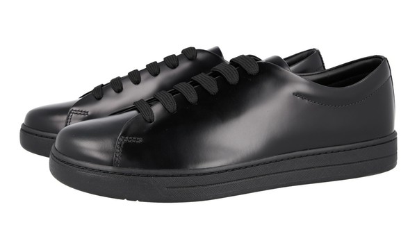Luxus Prada Avenue Sneaker Schuhe Schwarz Leder Neu 8 42 42,5-image